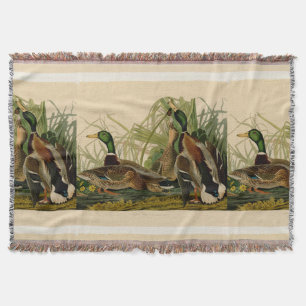 Mallard Duck Audubon Bird Painting Throw Blanket
