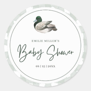 Mallard Duck Baby Shower Gender Neutral Green Classic Round Sticker