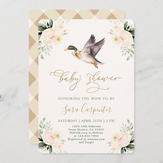 Mallard Duck Baby Shower  Invitation (Front/Back)