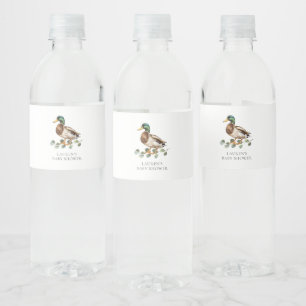Mallard Duck Baby Shower Water Bottle Label