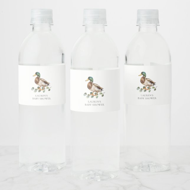 Mallard Duck Baby Shower Water Bottle Label (Bottles)