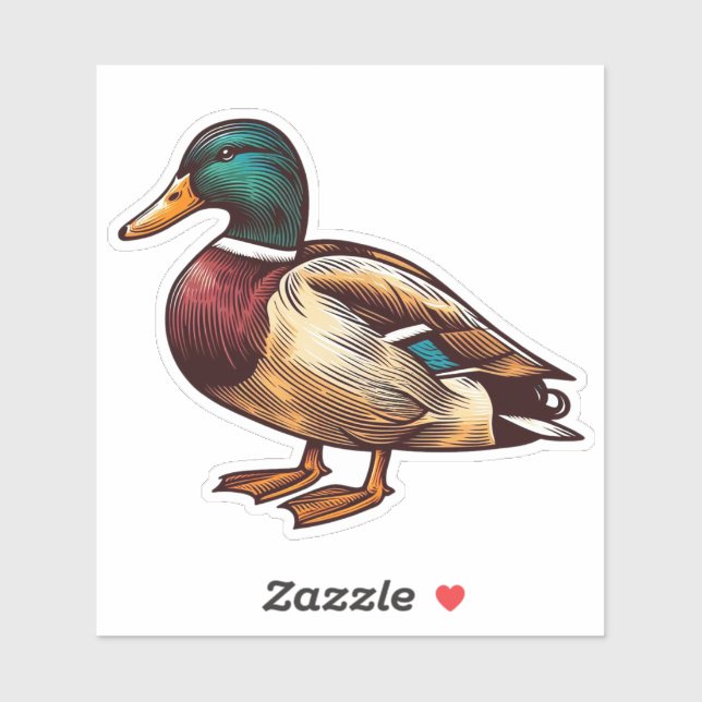 Mallard Duck bird Custom-Cut Vinyl Sticker (Sheet)