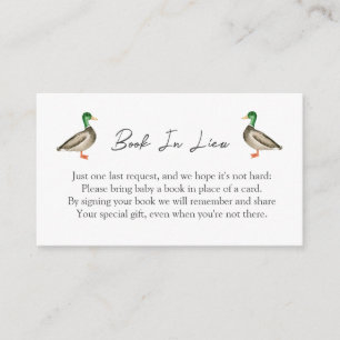 Mallard Duck Book in Lieu baby shower Insert