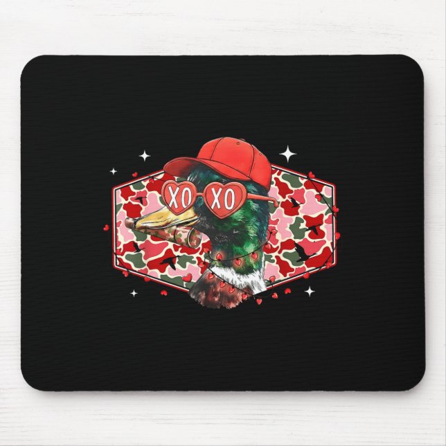 Mallard Duck Camouflage Happy Valentine's Day Hunt Mouse Pad (Front)
