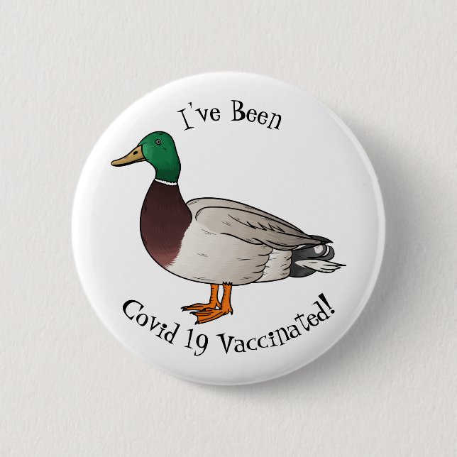 Mallard duck cartoon illustration 6 cm round badge (Front)
