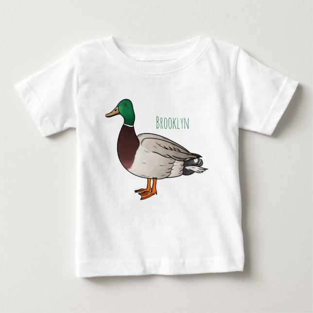 Mallard duck cartoon illustration baby T-Shirt (Front)