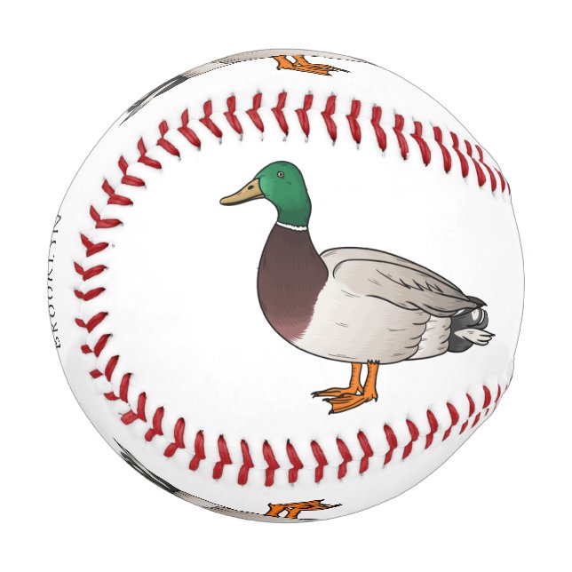 Mallard duck cartoon illustration baseball (Front Left)