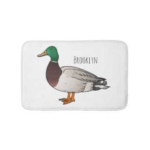 Mallard duck cartoon illustration bath mat