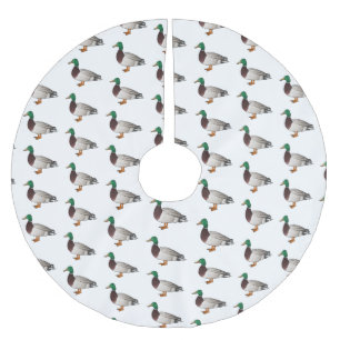 Mallard duck cartoon illustration  brushed polyester tree skirt