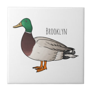 Mallard duck cartoon illustration ceramic tile