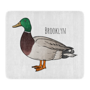 Mallard duck cartoon illustration cutting board