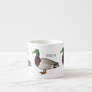 Mallard duck cartoon illustration  espresso cup