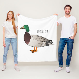 Mallard duck cartoon illustration  fleece blanket