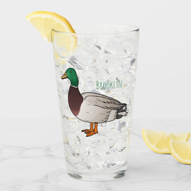 Mallard duck cartoon illustration  glass (Front Ice)