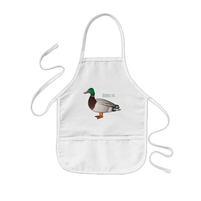 Mallard duck cartoon illustration  kids apron (Front)