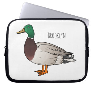 Mallard duck cartoon illustration  laptop sleeve