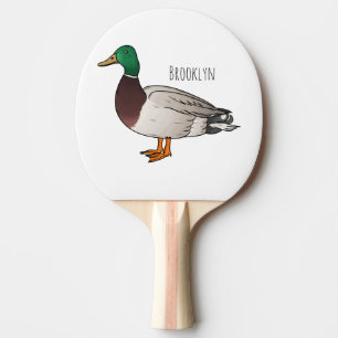 Mallard duck cartoon illustration ping pong paddle