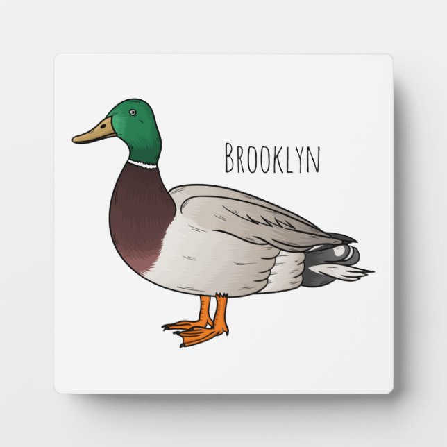 Mallard duck cartoon illustration plaque (Front)