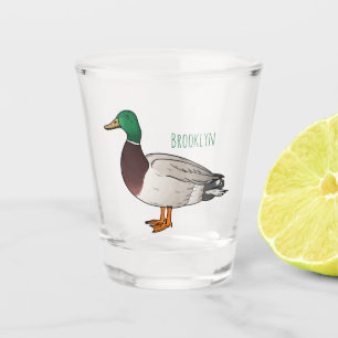 Mallard duck cartoon illustration shot glass