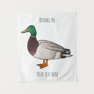 Mallard duck cartoon illustration  tapestry