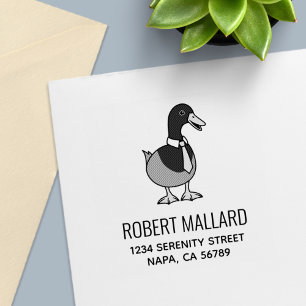 Mallard Duck Collar Necktie Address Self-inking Stamp