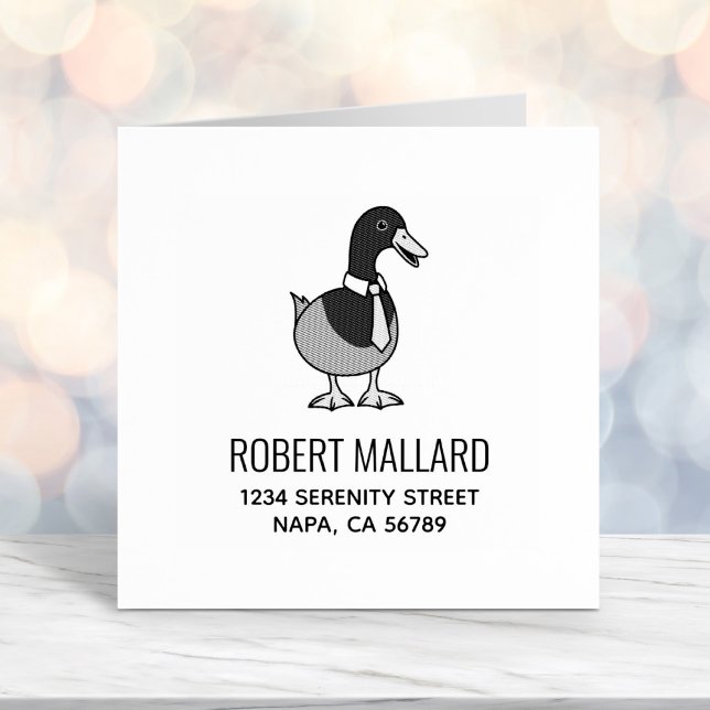 Mallard Duck Collar Necktie Address Self-inking Stamp (Creator Uploaded)