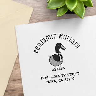 Mallard Duck Collar Necktie Arch Address Rubber Stamp