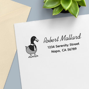 Mallard Duck Collar Necktie Return Address Self-inking Stamp