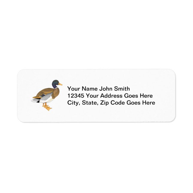 Mallard Duck Custom Personalised Return Address Label (Front)