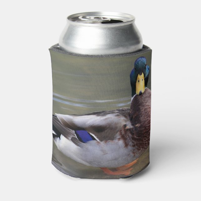 Mallard Duck Drake Water Photo Can Cooler (Can Back)