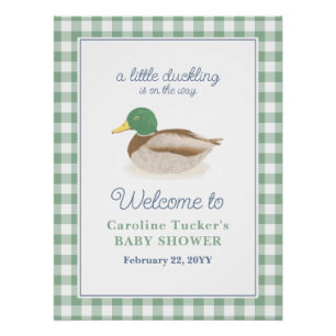 Mallard Duck Duckling Country Hunting Baby Shower Poster