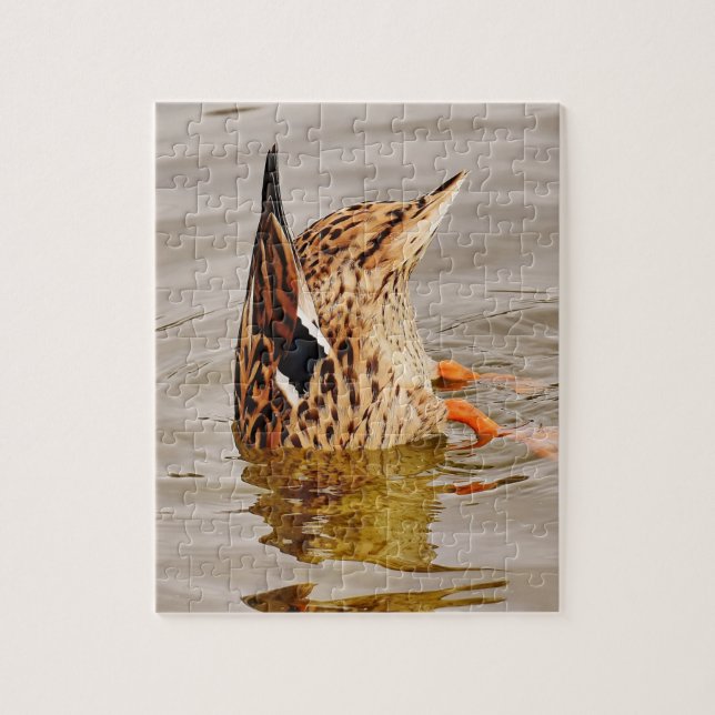 Mallard Duck Feeding Underwater Jigsaw Puzzle (Vertical)