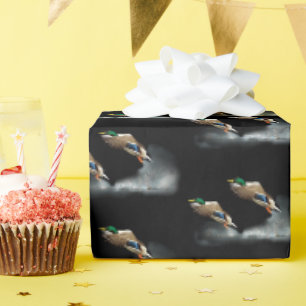 Mallard Duck Flying Over Water Wrapping Paper