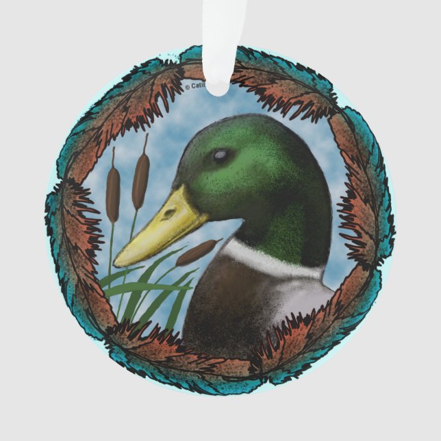 Mallard Duck Head  Ornament (Front)