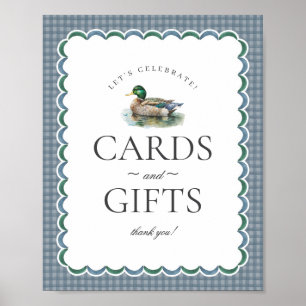 Mallard Duck Hunting Blue Gingham Cards & Gifts Poster