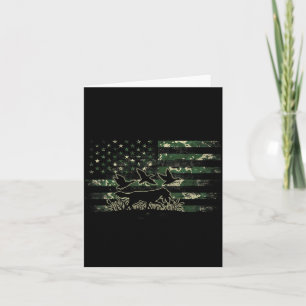 Mallard Duck Hunting Dog Camouflage American Flag Card