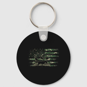 Mallard Duck Hunting Dog Camouflage American Flag Key Ring