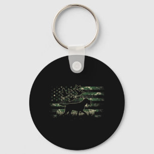 Mallard Duck Hunting Dog Camouflage American Flag Key Ring
