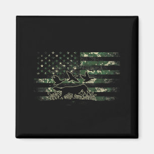 Mallard Duck Hunting Dog Camouflage American Flag Magnet