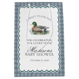 Mallard Duck Hunting Gingham Baby Shower Favours Medium Gift Bag
