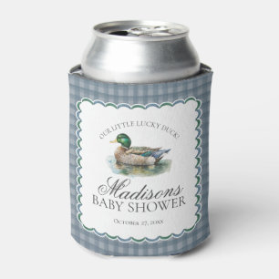 Mallard Duck Hunting Gingham Boy Baby Shower Favou Can Cooler