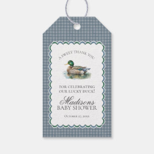 Mallard Duck Hunting Gingham Boy Baby Shower Favou Gift Tags