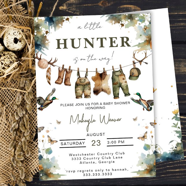 Mallard Duck Hunting Hunter Clothes Baby Shower Invitation (Creator Uploaded)