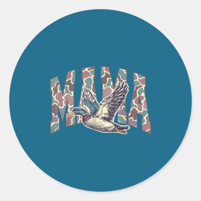Mallard Duck Hunting Mama Retro Camouflage Daddy M Classic Round Sticker (Front)