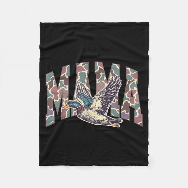 Mallard Duck Hunting Mama Retro Camouflage Daddy M Fleece Blanket (Front)