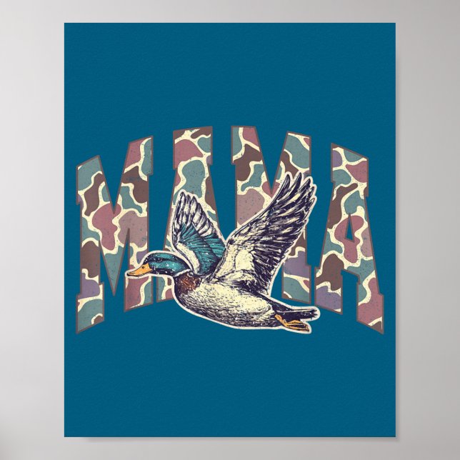 Mallard Duck Hunting Mama Retro Camouflage Daddy M Poster (Front)