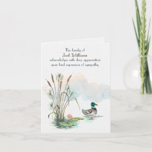 Mallard Duck in Cattails Sympathy Thank You Card