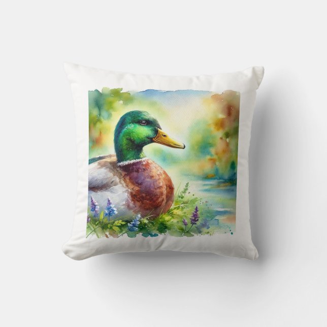 Mallard Duck in Light and Color 040924AREF118 - Wa Cushion (Front)