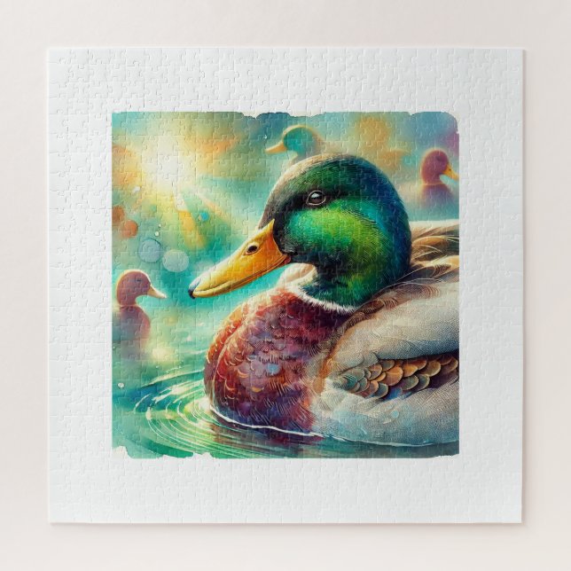Mallard Duck in Radiant Waters 230824AREF113 - Wat Jigsaw Puzzle (Vertical)