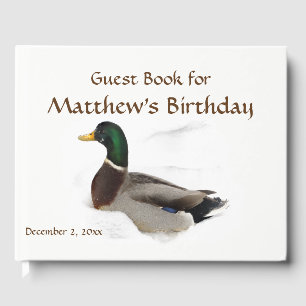 Mallard Duck in Snow Birthday Party Guest Book
